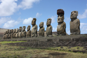 These fifteen moai are a mystery for many people. How did they get there? How did people get them to stand up? Each of them are about 13 feet tall and weight about 14 tons, but there are even larger ones. Photo by Ahu Tongariki, CC BY 2.0.